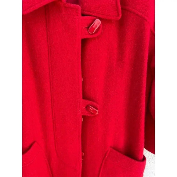 Gallery Womens Long Trench Wool Midi Coat Red Sz 10 - Picture 4 of 14